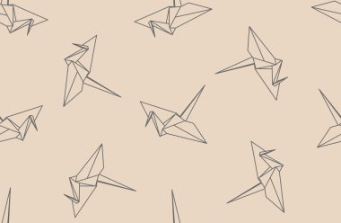 Paper cranes, seamless origami pattern