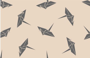 Paper origami cranes, seamless pattern