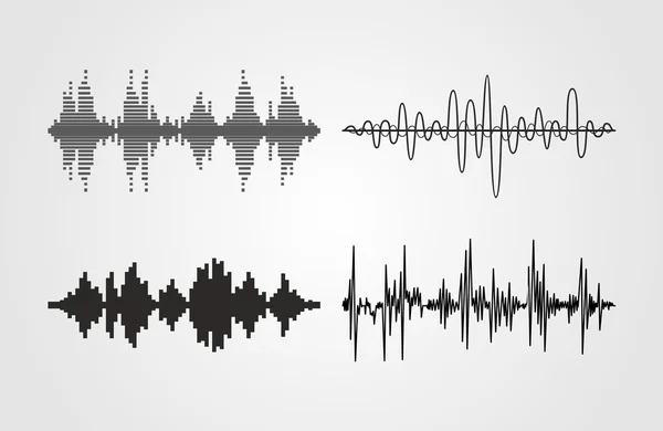 Conjunto de ondas de sonido vectoriales . — Vector de stock