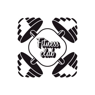 Fitness club logo design concept with two barbell vector