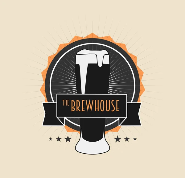 Ετοιμάζω σπίτι Vintage λογότυπο επάνω ελαφρύς υπόβαθρο για μπύρα σπίτι, Παρασκευάζοντας επιχείρηση, μπύρα σπίτι, Pub, γραμμή. — Διανυσματικό Αρχείο