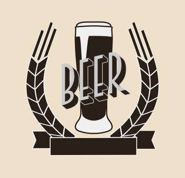 Retro logo concept of beer. Good as a template of advertisement. Can be used for background on business cards or poster, design element, print on textiles etc. clipart