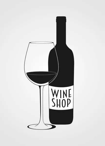 Vector wine shop logotype including wine bottle, wine glass. — Stock Vector