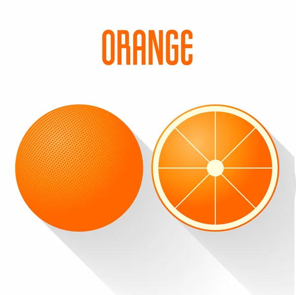Επίπεδη σχεδίαση πορτοκαλί εικονίδιο στυλ εικονογράφηση φορέας. Κομμένο σε φέτες και στερεά — Διανυσματικό Αρχείο
