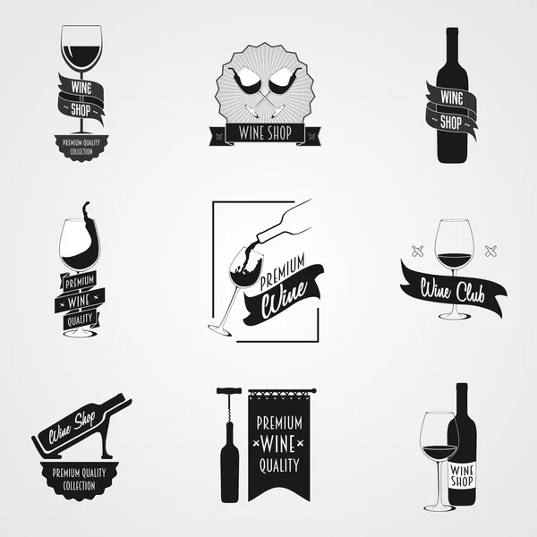 Conjunto de conceptos de logotipo o póster de vino — Archivo Imágenes Vectoriales