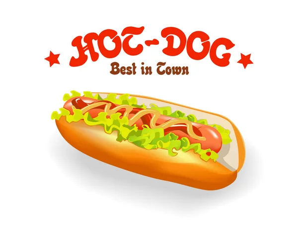 Illustrazione vettoriale di delizioso hot dog — Vettoriale Stock