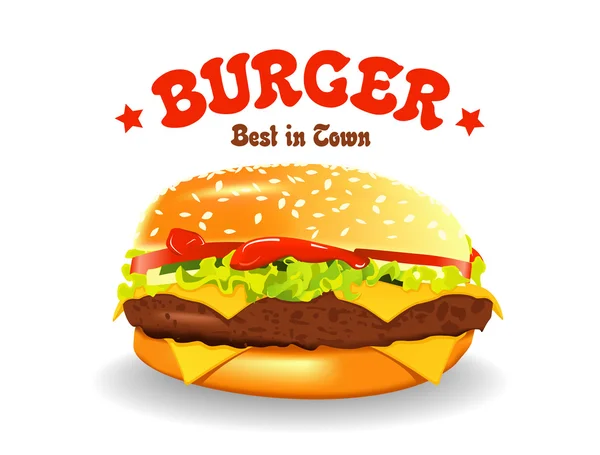 Ilustracja wektorowa hamburgera. Hamburger na białym tle — Wektor stockowy