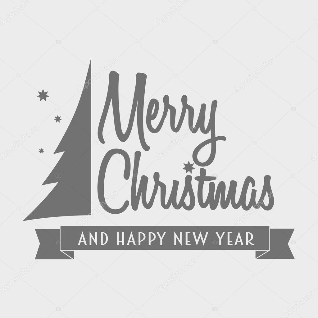 Merry christmas logotype with graphic christmas tree. Can be used to design cards, posters, decorating menu, shop windows