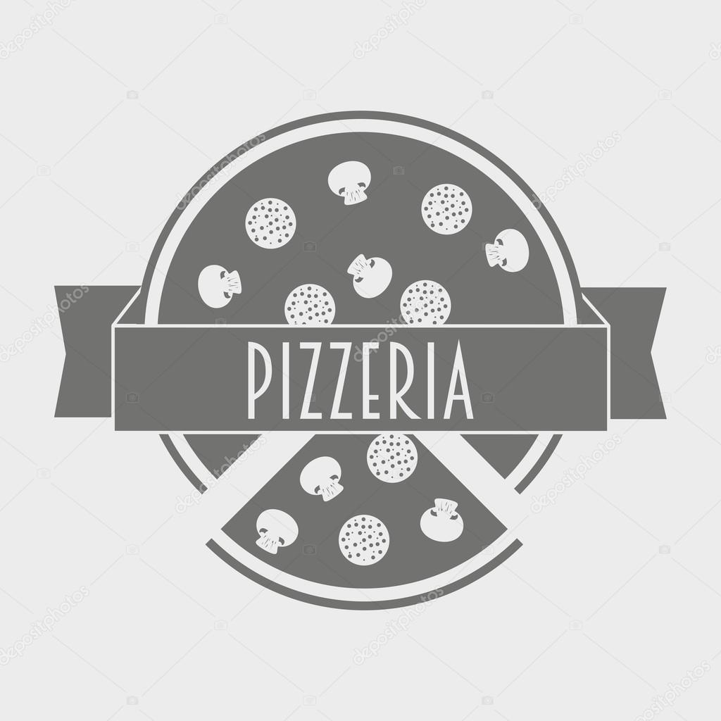 Vector vintage logotype or poster concept of pizzeria. Hipster italian food logo template.