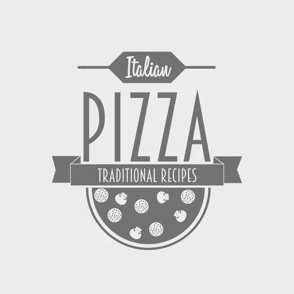 Ιταλική πίτσα λογότυπο ή αφίσα έννοια. Vector εικονογράφηση — Διανυσματικό Αρχείο