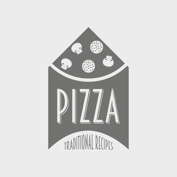 Vektorové koncept loga italské pizzy. Pizzerie logotyp. Lze použít k design menu, vizitky, plakáty, tisk na trička nebo textilní — Stockový vektor