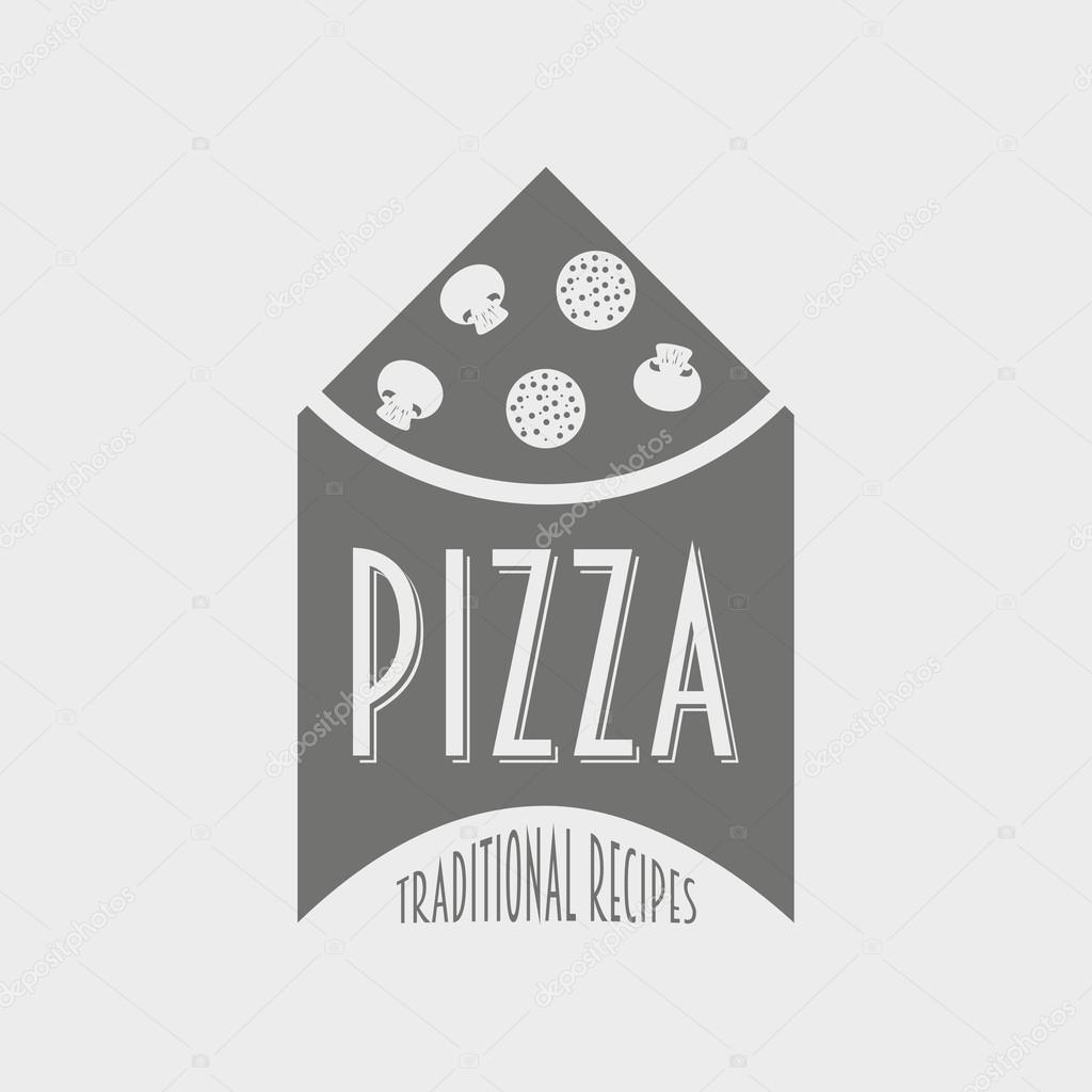 Vector concept of italian pizza logo. Pizzeria logotype. Can be used to design menu, business cards, posters, print on T-shirts or textile