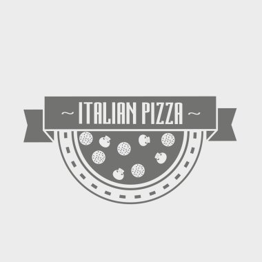 Pizzacı logo kavramı. Tasarım menüsünden, kartvizit, afiş, T-shirt veya Tekstil baskı için kullanılan