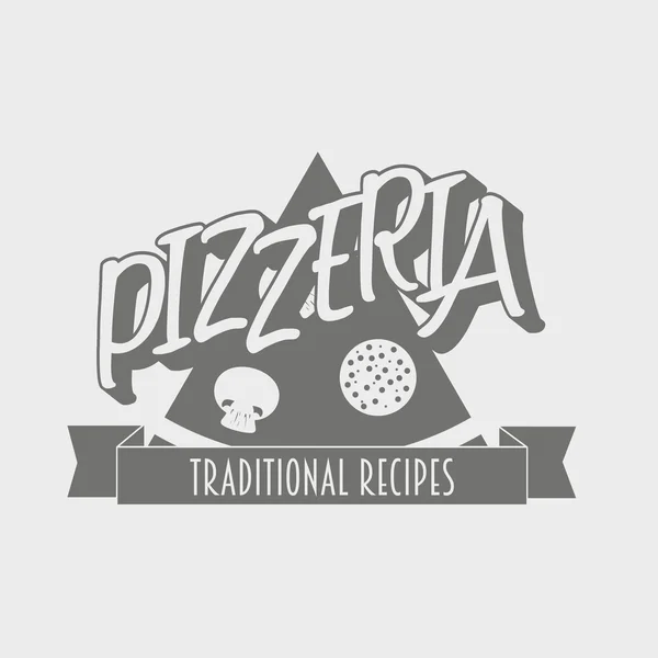 Etiqueta de pizzería vintage, insignia o elemento de diseño. Se puede utilizar para diseñar menú, tarjetas de visita, carteles — Vector de stock