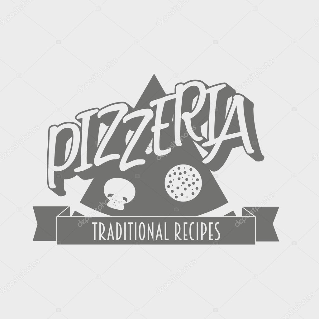 Vintage pizzeria label, badge or design element. Can be used to design menu, business cards, posters