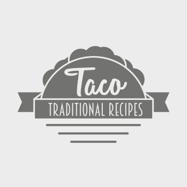 Taco vektör logo tasarım kavramı. Meksika restoran veya lokanta simgesi. Kullanılabilir tasarım menüsünden, kartvizit, posterler. Vektör çizim.