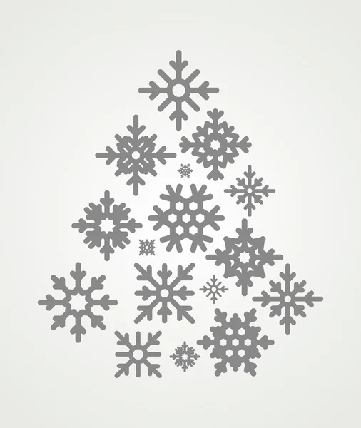 Copos de nieve de vectores en forma de árbol de Navidad. Copos de nieve iconos sobre fondo gris . — Archivo Imágenes Vectoriales