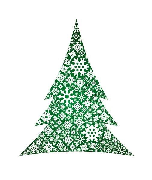 Vectorillustratie van kerstboom met sneeuwvlokken. — Stockvector