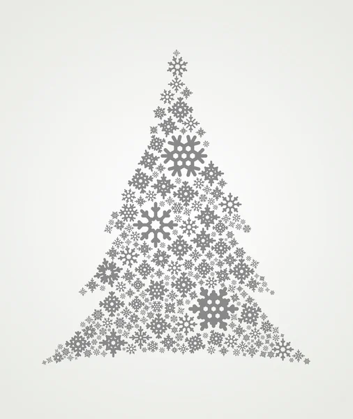 Sfondo di Natale con albero di Natale fatto da fiocchi di neve, illustrazione vettoriale . — Vettoriale Stock