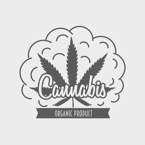 Emblema de cannabis vetorial, crachá ou conceito de logotipo com folha de maconha . — Vetor de Stock