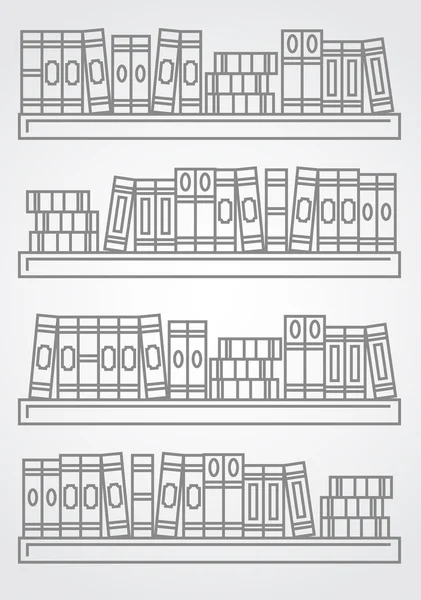 Начерки книжкової полиці ілюстрація з лінійними книгами — стоковий вектор