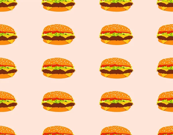 Szybkiej obsługi wektor wzór z Hamburger, Hamburger lub kanapka — Wektor stockowy