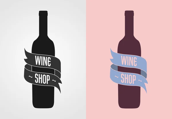 ワイン ショップ ベクトルのロゴ、バッジ、ラベル概念。グレーと色 — ストックベクタ