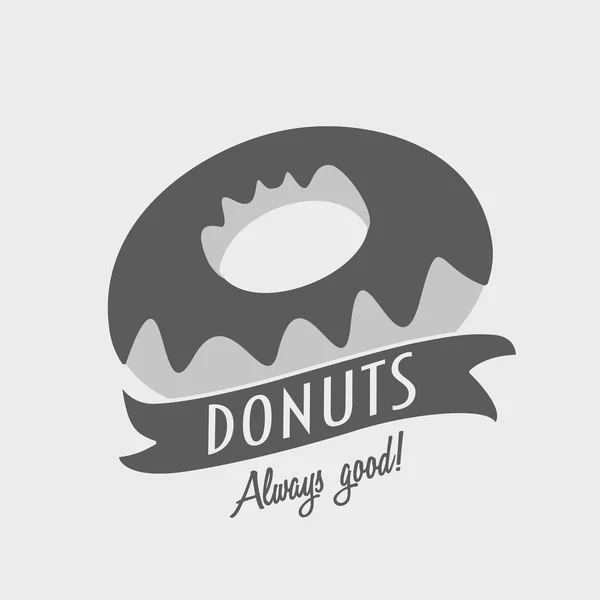 Vintage hipster vetor logotipo ou crachá conceito de loja de donuts — Vetor de Stock