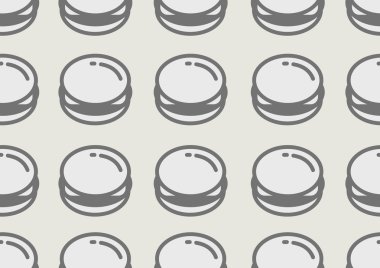 Doğrusal Hamburger Dikişsiz desen arka plan. Satırı sanat burger simgesi