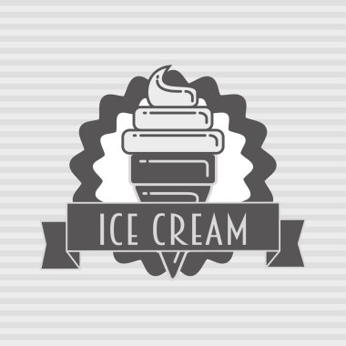 Dondurma etiket, logo veya rozeti. Vektör gri tasarım öğeleri.