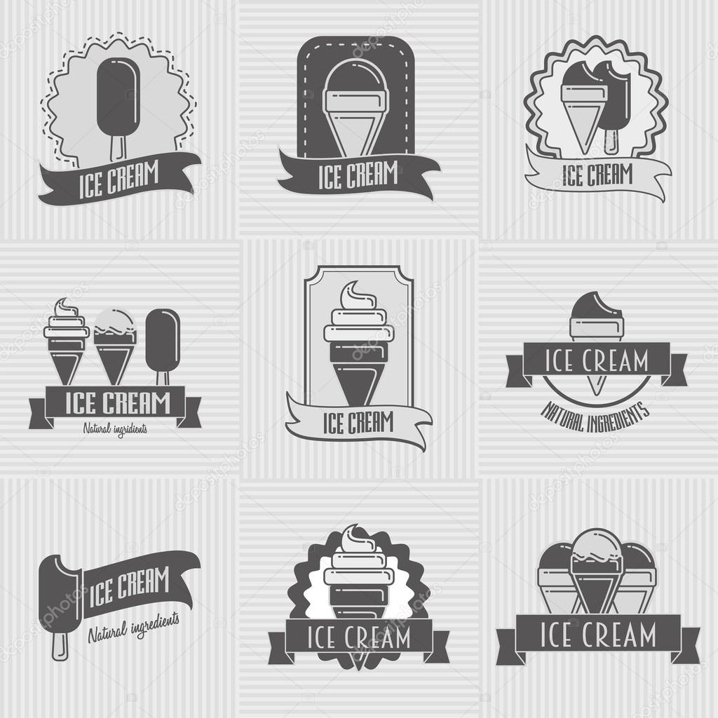 Set of ice cream logo, badges, labels templates