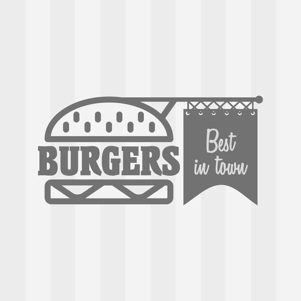 Konsep desain logo burger vektor dalam gaya linear. Label atau lencana untuk makanan cepat saji - Stok Vektor