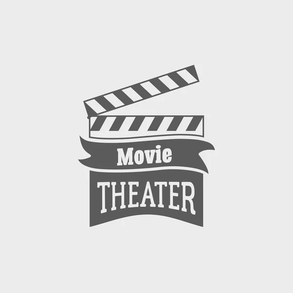 Movie theater vector logo with slate board for shooting movies — Stock Vector