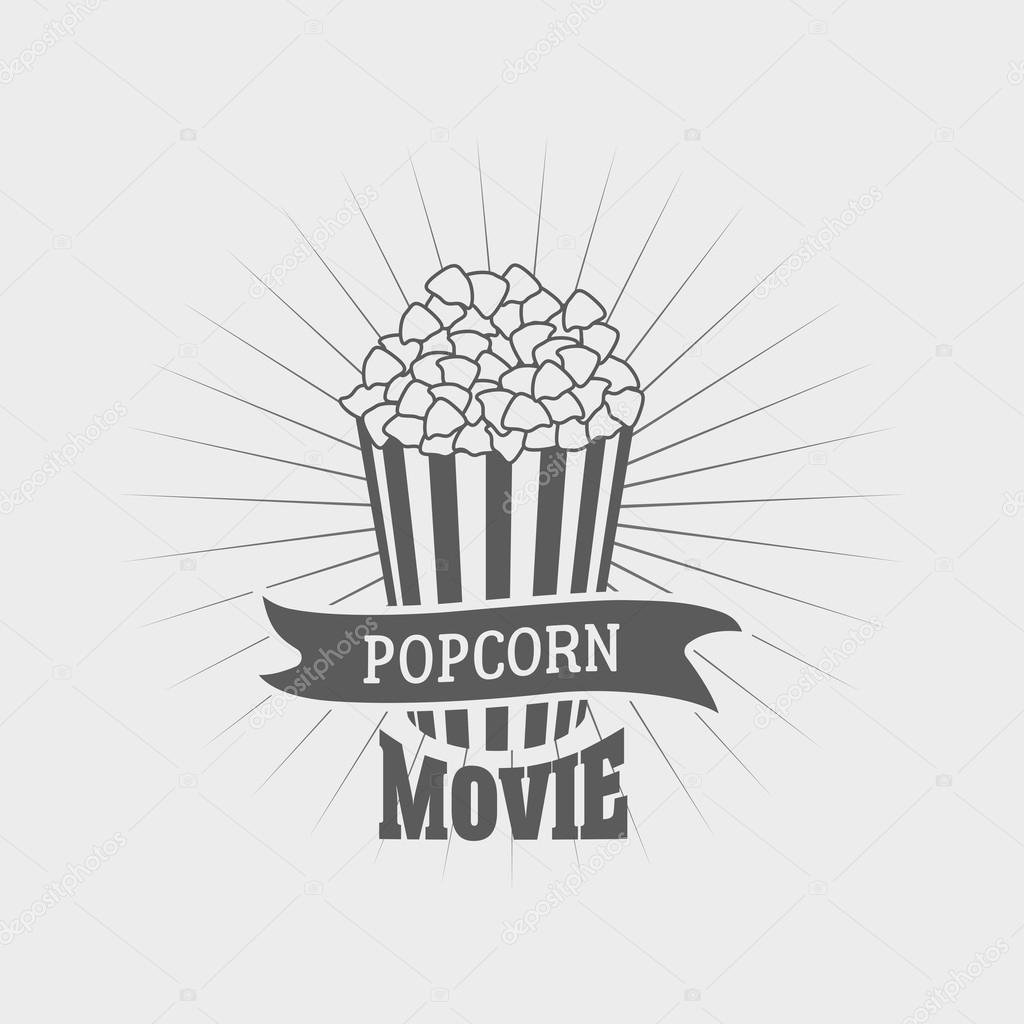 Popcorn movie logo design popcorn bucket. Vector illustration