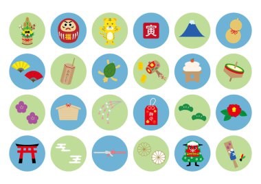 2022 için Yeni Yıl Kart İllüstrasyonu ve simgeleri