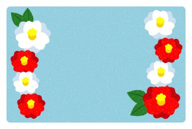 2022 Yeni Yıl Kart Tasarımı Kırmızı ve Beyaz Kamelya