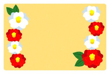 2022 Yeni Yıl Kart Tasarımı Kırmızı ve Beyaz Kamelya