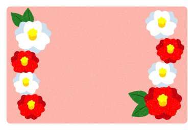 2022 Yeni Yıl Kart Tasarımı Kırmızı ve Beyaz Kamelya