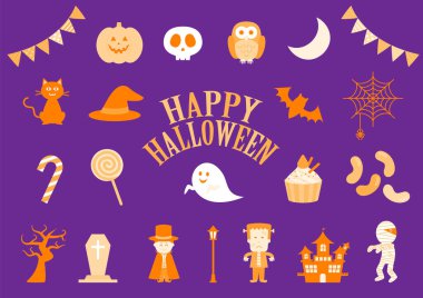 Çeşitli renkli ve şirin Cadılar Bayramı klip sanatı