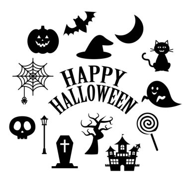 Cadılar Bayramı motifli basit siluet malzeme