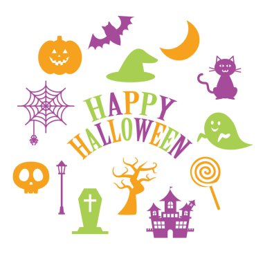 Cadılar Bayramı motifli basit siluet malzeme