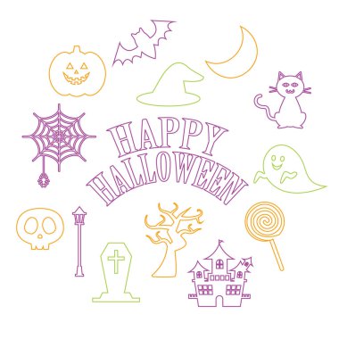 Cadılar Bayramı için sevimli ve renkli çizimler.