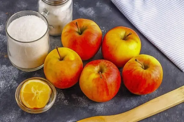 Förbered Alla Ingredienser Juice Citron Vatten Socker Äpplen Kan Använda — Stockfoto