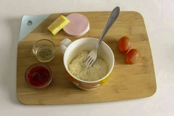 Add Milk Butter Mug Cutting Board Stir — Stock Photo, Image