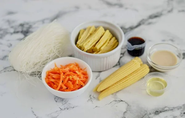 Preparar Todos Los Ingredientes Necesarios Ponerlos Delante Usted —  Fotos de Stock