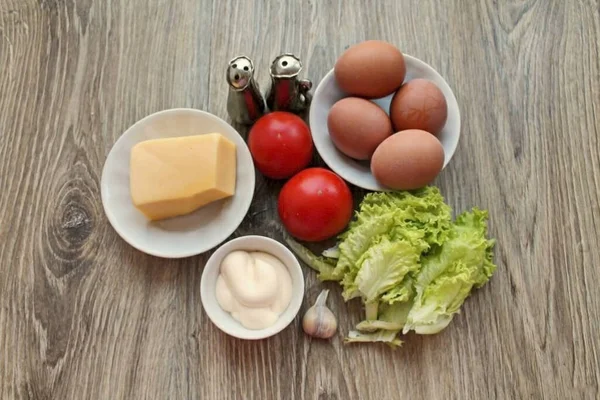 Prepare All Ingredients Needed Make Stuffed Mushroom Eggs — Stock Photo, Image