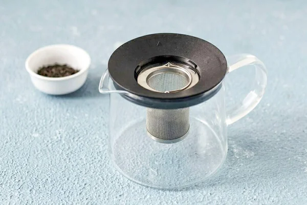 Add Black Tea Clean Teapot — Stock Photo, Image