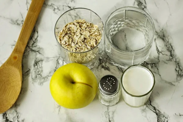 Приготуйте Всі Необхідні Інгредієнти Oatmeal — стокове фото