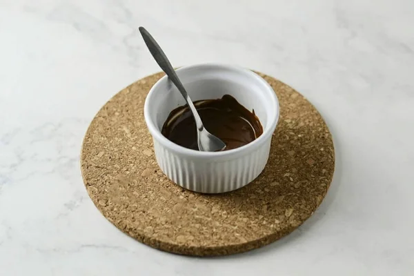Derretir Chocolate Amargo Baño Agua — Foto de Stock