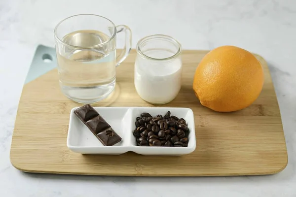 Připravte Všechny Potřebné Ingredience Pro Kávu Borgia — Stock fotografie